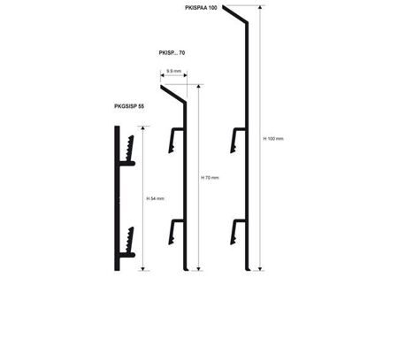 Плинтус из анодированного алюминия с кабель каналом  PROSKIRTING ISP